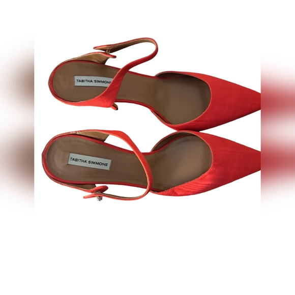TABITHA SIMMONS ALLIE RED MOIRE HIGH MULE HEELS 38.5/US 7.5/8. NEW - Picture 4 of 8